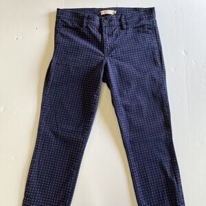 Tory Burch Emmy Ankle Skinny Pants jeans Navy blue Daisy Dots size 30 preppy